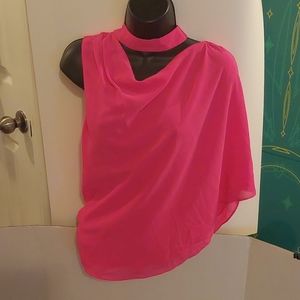 Hot pink one shoulder blouse